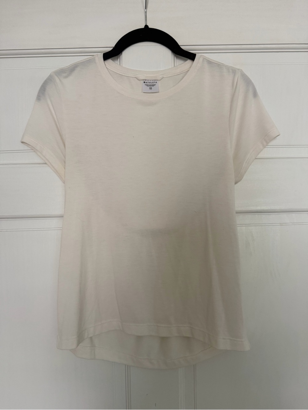 Athleta With Ease Open Back Top | XXS | Pale Ivory Modal Blend Stretchy Tee